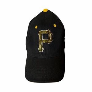 OTTO Black baseball Cap with Yellow Rhinestone 'P' Accent Pittsburgh pirates